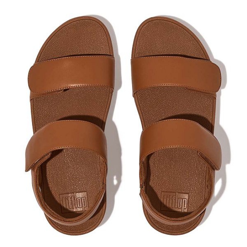 FitFlop Lulu Adjustable Leather Women's Sandals Light Brown | 045TCMGFZ