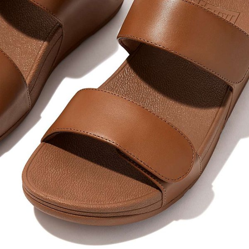 FitFlop Lulu Adjustable Leather Women's Sandals Light Brown | 045TCMGFZ