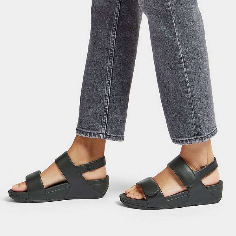 FitFlop Lulu Adjustable Leather Women's Sandals Black | 175KATSGQ