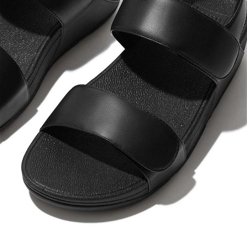 FitFlop Lulu Adjustable Leather Women's Sandals Black | 175KATSGQ