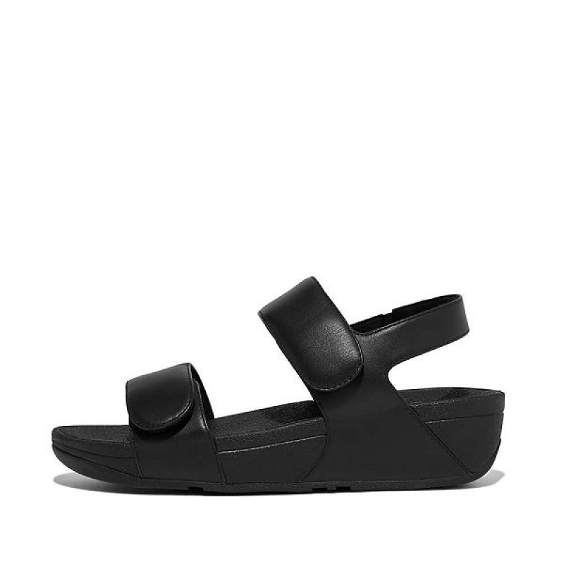 FitFlop Lulu Adjustable Leather Women\'s Sandals Black | 175KATSGQ