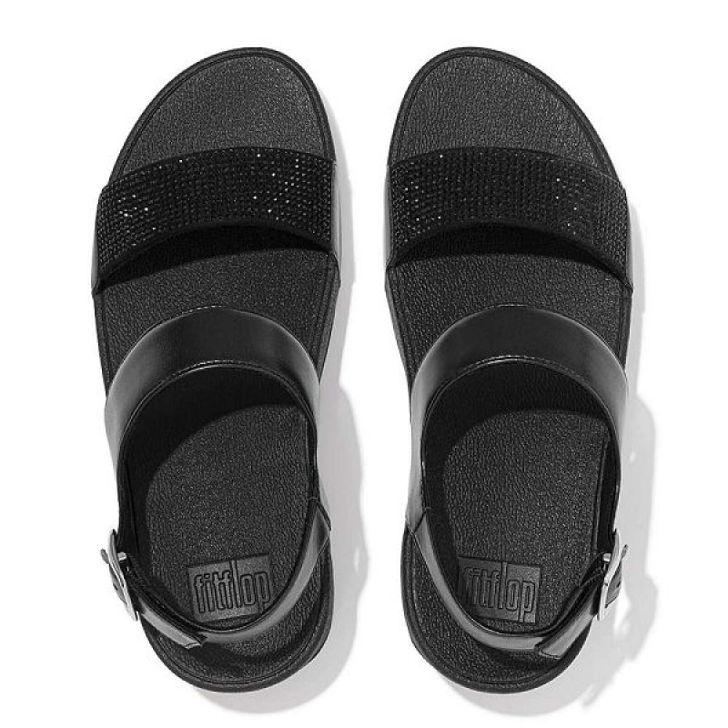 FitFlop Lulu Crystal Back-Strap Women's Sandals Black | 627BZVRFO