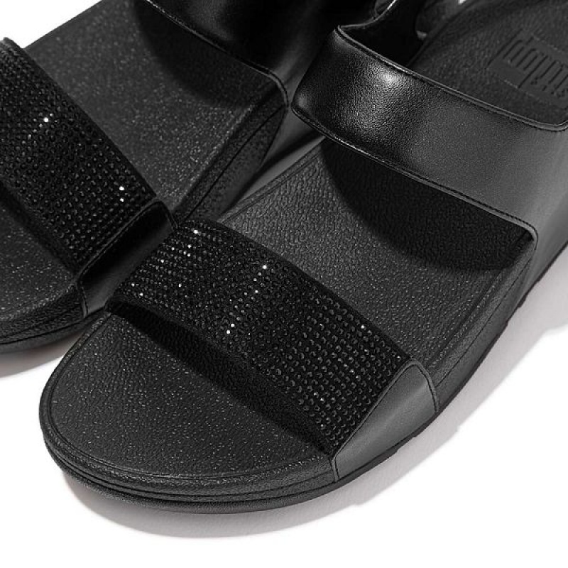 FitFlop Lulu Crystal Back-Strap Women's Sandals Black | 627BZVRFO