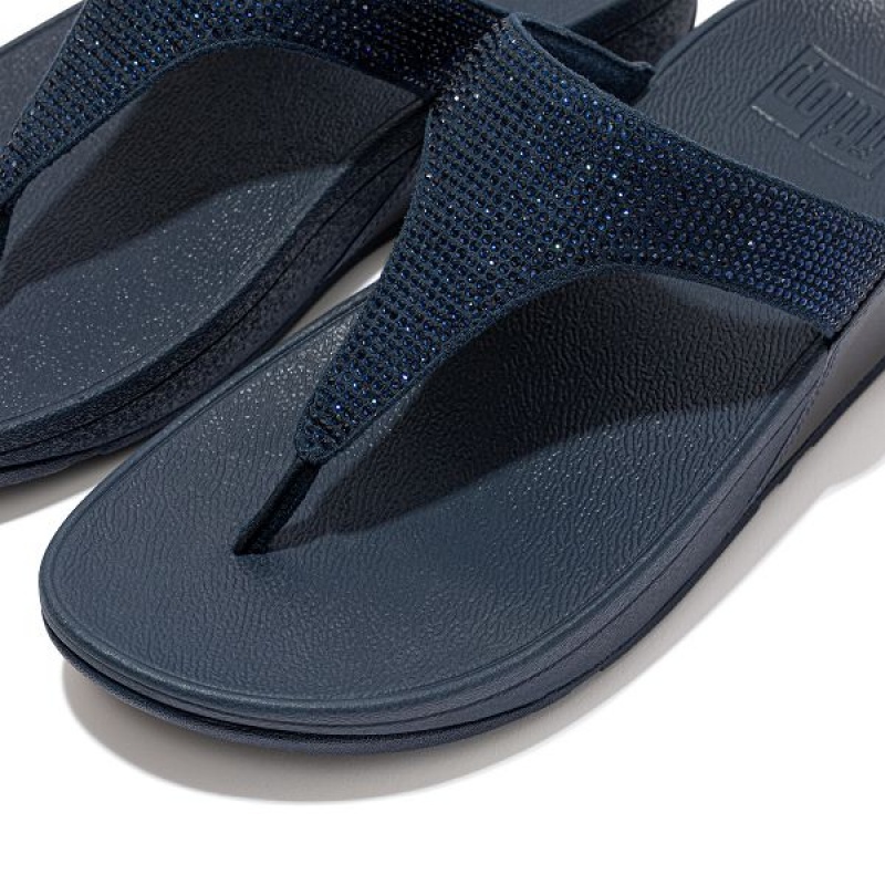 FitFlop Lulu Crystal Toe-Post Women's Sandals Navy | 102FGYMCS