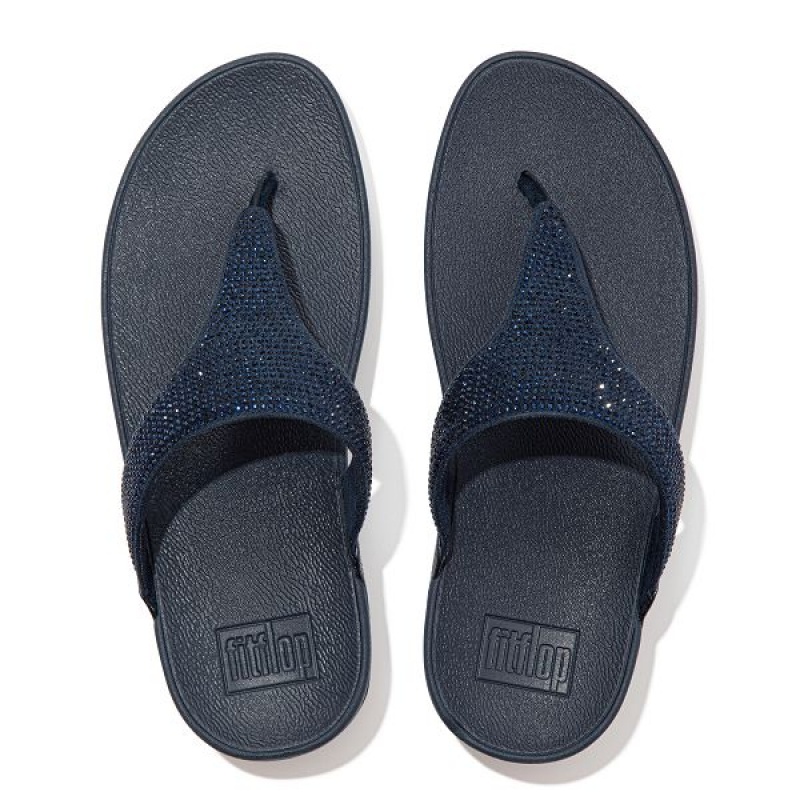 FitFlop Lulu Crystal Toe-Post Women's Sandals Navy | 102FGYMCS