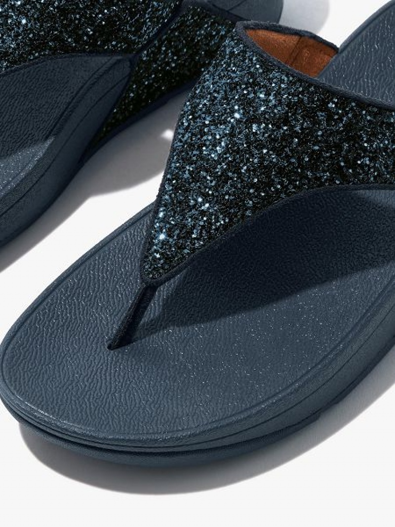 FitFlop Lulu Glitter Toe-Post Women's Sandals Navy | 796ZNPOJC