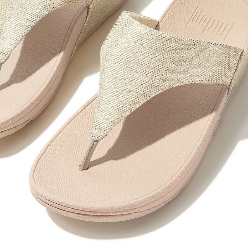 FitFlop Lulu Glitz Canvas Toe-Post Women's Sandals Beige / Silver | 946JDBVTW