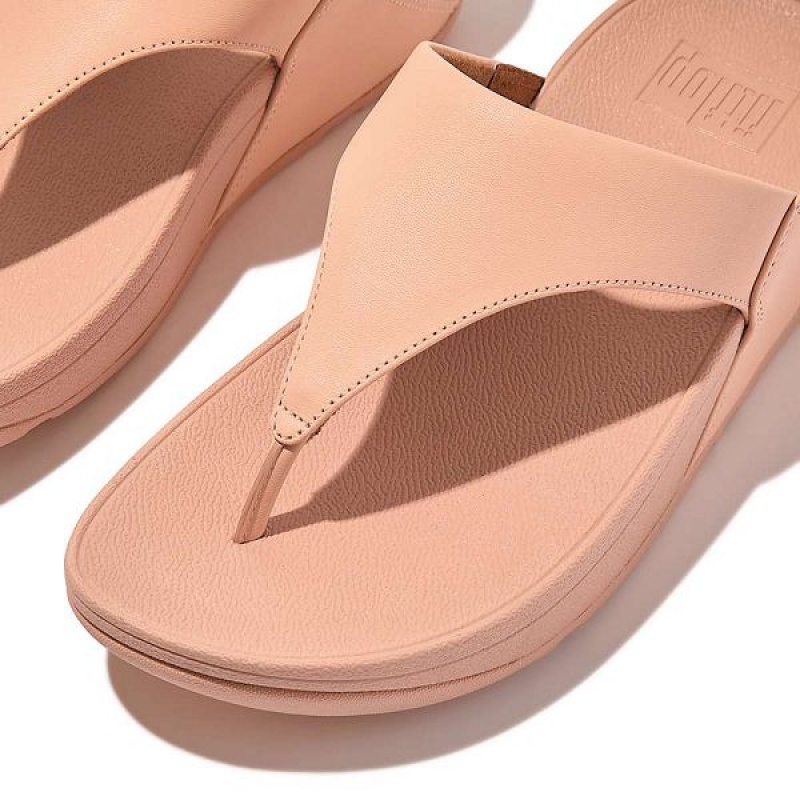 FitFlop Lulu Leather Toe-Post Women's Sandals Coral | 987XFODTY