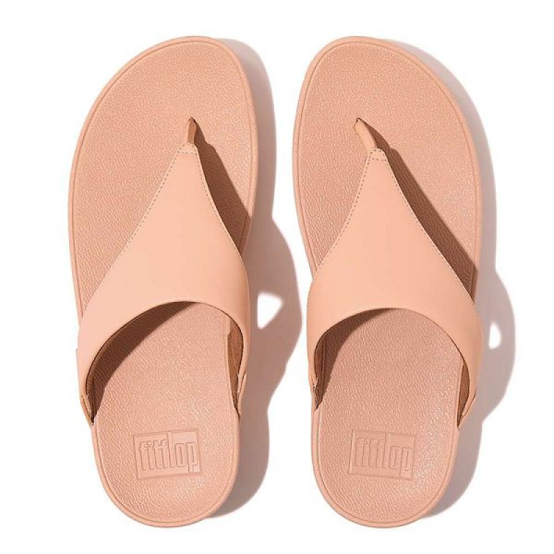 FitFlop Lulu Leather Toe-Post Women's Sandals Coral | 987XFODTY