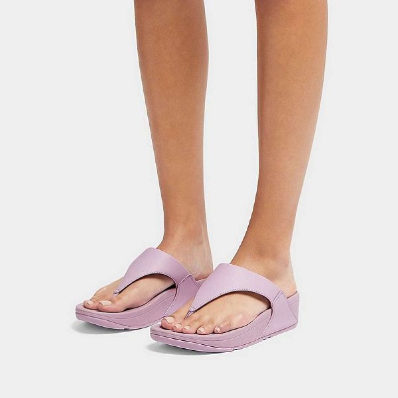 FitFlop Lulu Leather Toe-Post Women's Sandals Purple | 287MIQBYJ