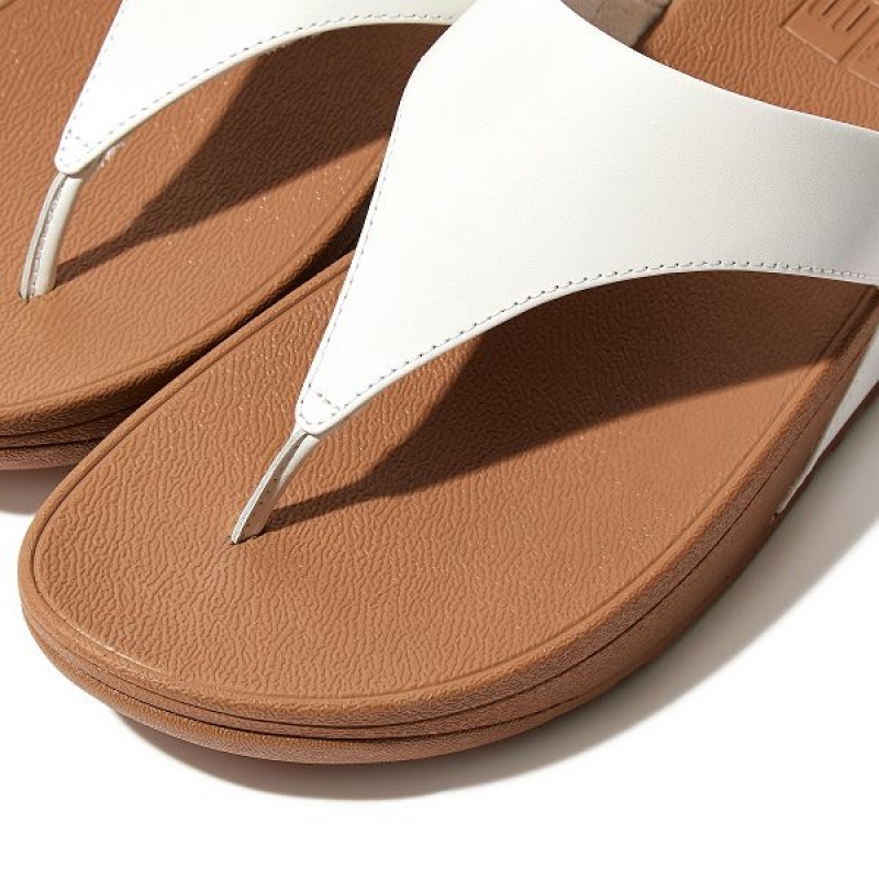 FitFlop Lulu Leather Toe-Post Women's Sandals White | 156QGZSUN