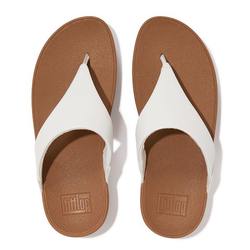 FitFlop Lulu Leather Toe-Post Women's Sandals White | 156QGZSUN