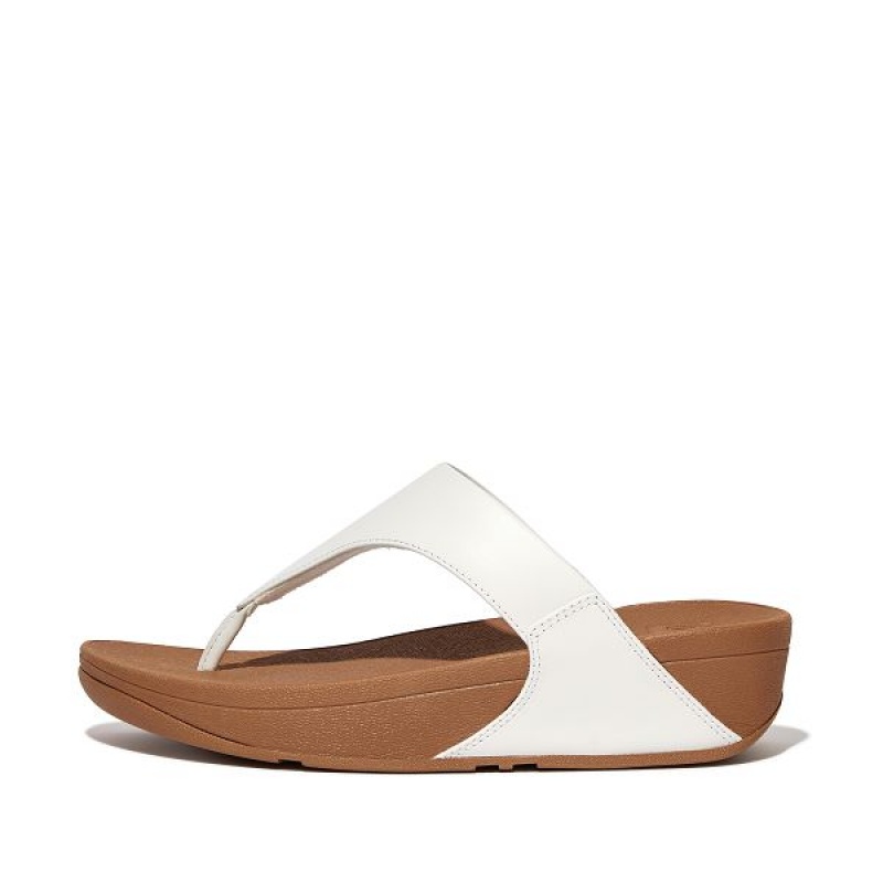 FitFlop Lulu Leather Toe-Post Women\'s Sandals White | 156QGZSUN