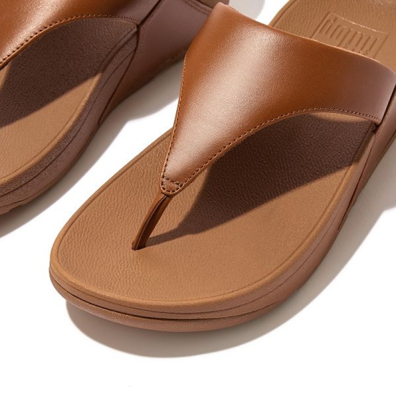 FitFlop Lulu Leather Toe-Post Women's Sandals Light Brown | 416DSQETA