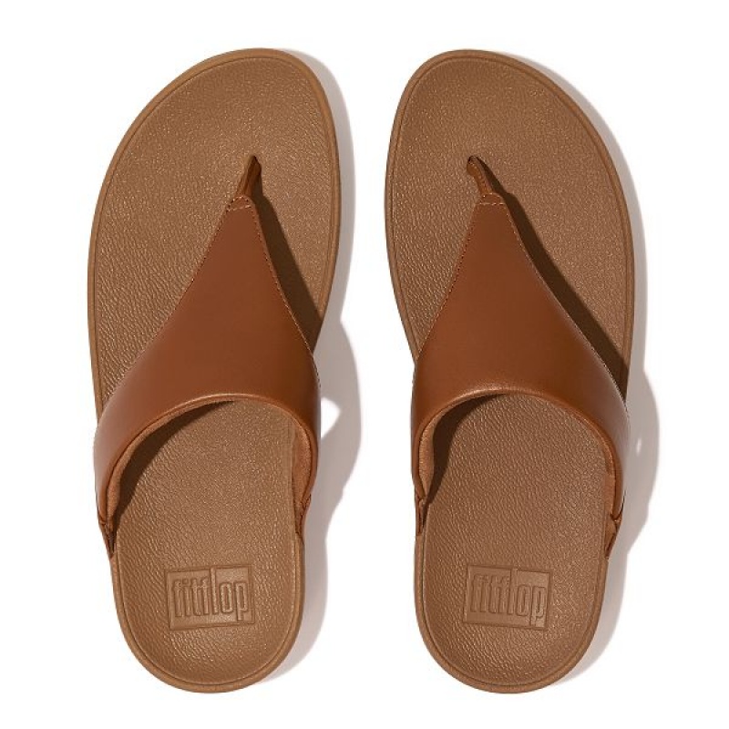 FitFlop Lulu Leather Toe-Post Women's Sandals Light Brown | 416DSQETA