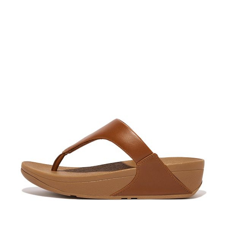 FitFlop Lulu Leather Toe-Post Women\'s Sandals Light Brown | 416DSQETA