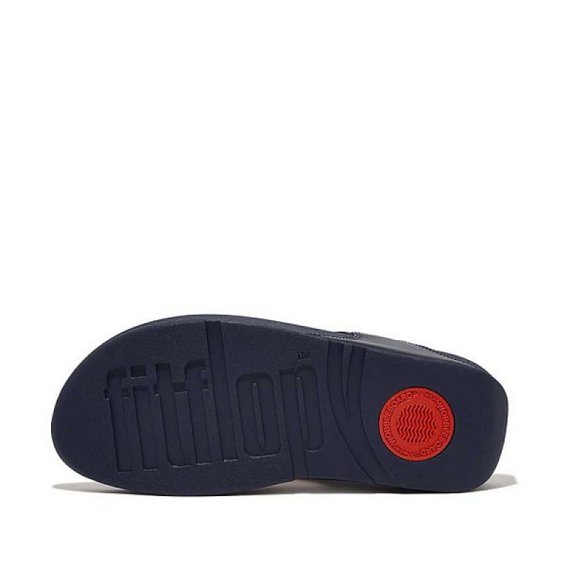 FitFlop Lulu Leather Toe-Post Women's Sandals Deep Blue | 763QXPCJK