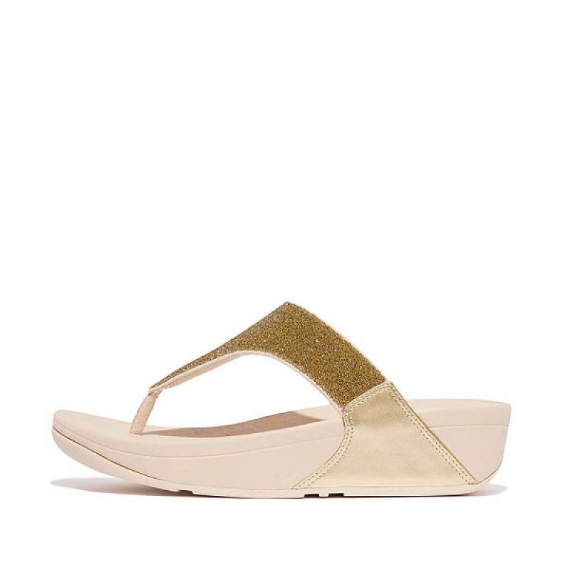 FitFlop Lulu Opul Toe-Post Women\'s Sandals Beige / Olive / Gold | 971JLACTU