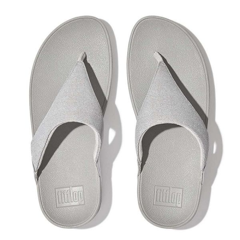 FitFlop Lulu Shimmerlux Toe-Post Women's Sandals Silver | 649WFXVAZ