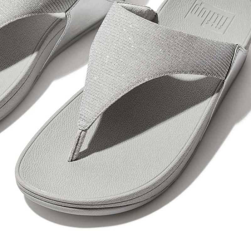 FitFlop Lulu Shimmerlux Toe-Post Women's Sandals Silver | 649WFXVAZ