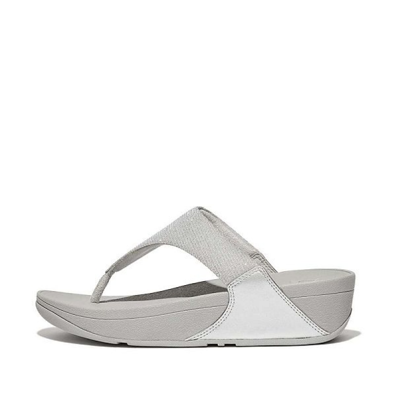 FitFlop Lulu Shimmerlux Toe-Post Women\'s Sandals Silver | 649WFXVAZ