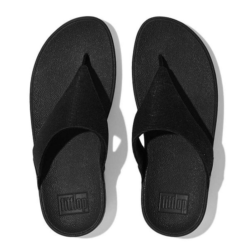 FitFlop Lulu Shimmerlux Toe-Post Women's Sandals Black | 391VKIWTG