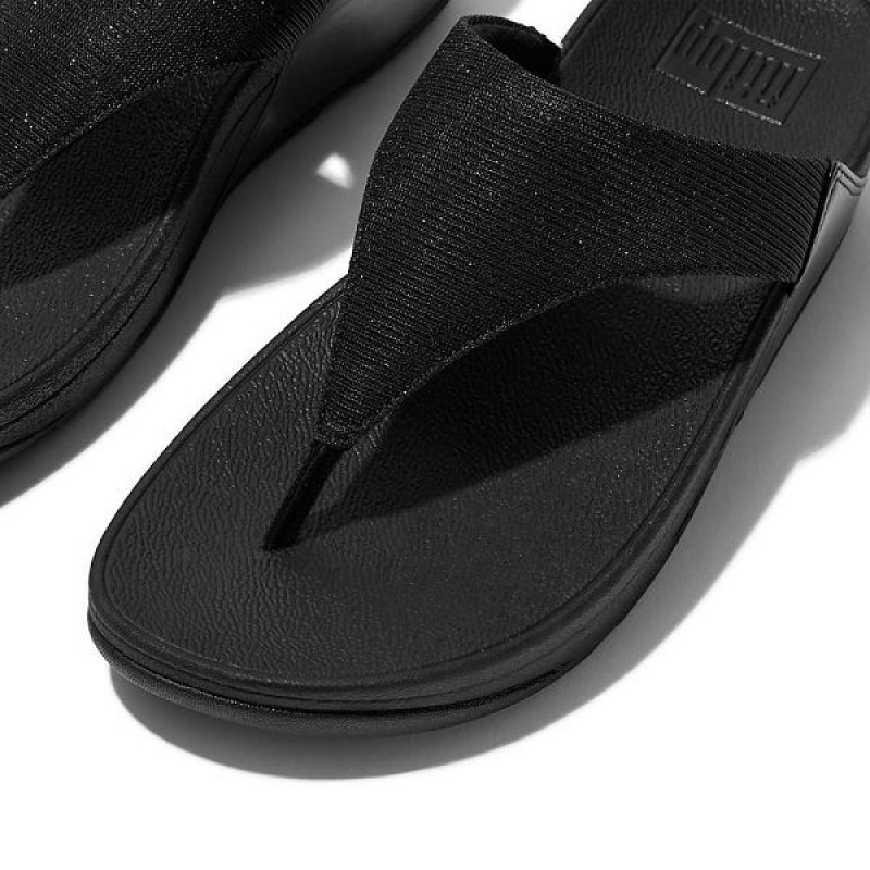 FitFlop Lulu Shimmerlux Toe-Post Women's Sandals Black | 391VKIWTG