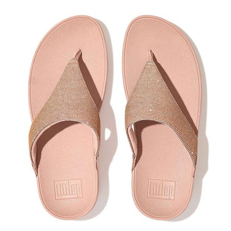 FitFlop Lulu Shimmerlux Toe-Post Women's Sandals Rose Gold | 975ZWPGXM