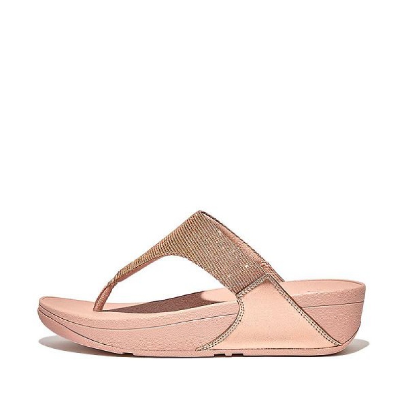 FitFlop Lulu Shimmerlux Toe-Post Women\'s Sandals Rose Gold | 975ZWPGXM