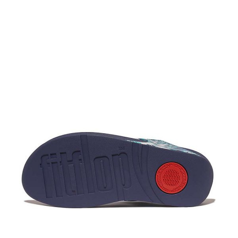 FitFlop Lulu X Jim Thompson Limited Edition Leather Toe-Post Women's Sandals Blue | 816OPWURC