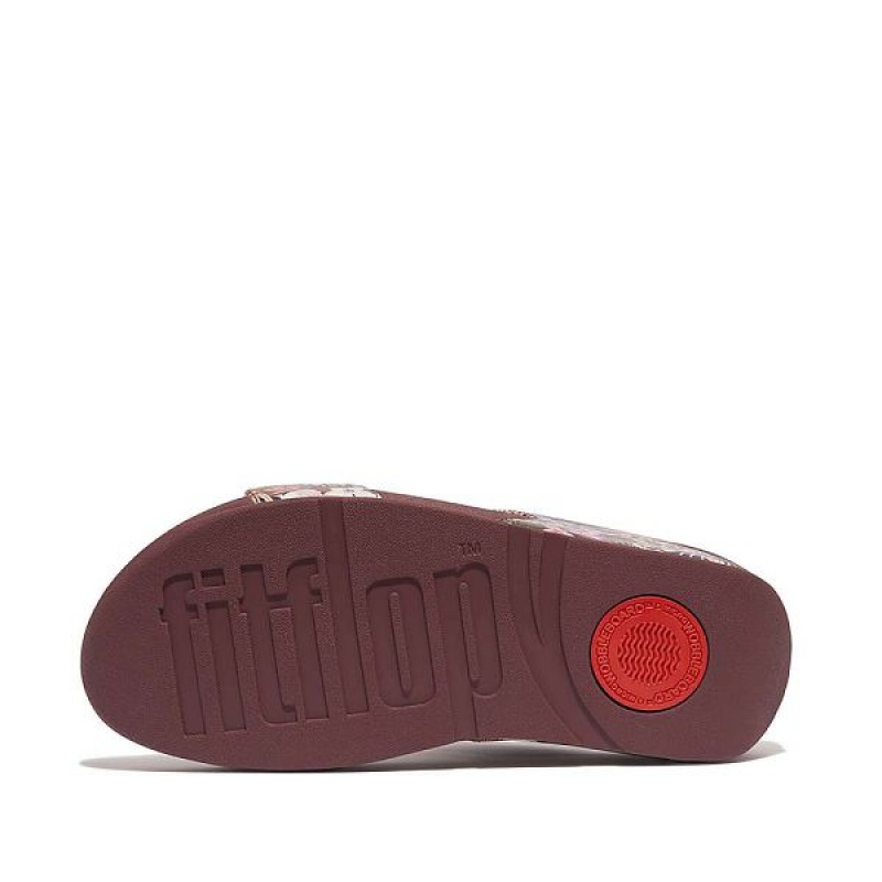 FitFlop Lulu X Jim Thompson Limited Edition Leather Women's Slides Brown | 542KWSLOT