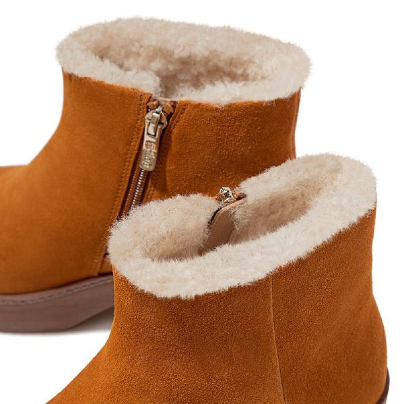 FitFlop Pilar Shearling Lined Suede Women's Ankle Boots Light Brown | 892XVNLOT