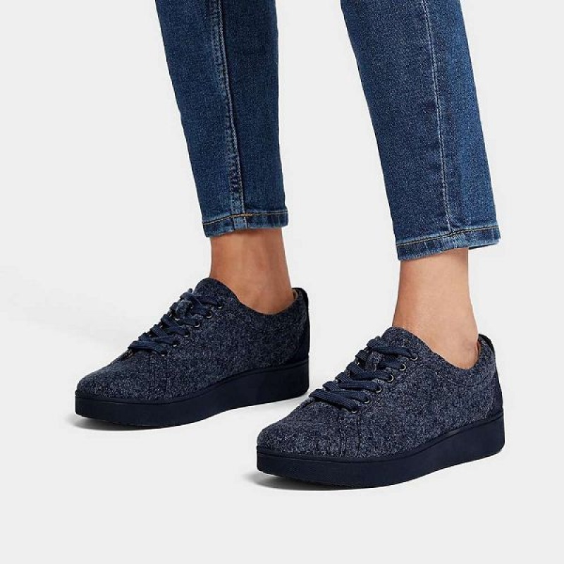 FitFlop Rally E01 Merino Wool Mix Women's Sneakers Navy | 875RYHFJU