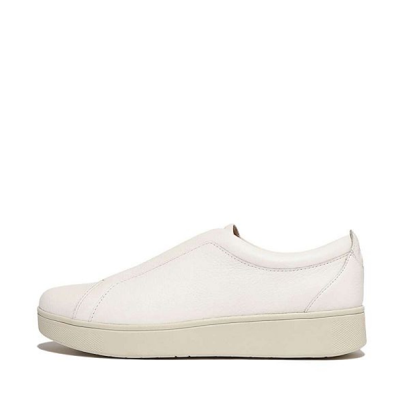 FitFlop Rally Elastic Tumbled Leather Slip On Women\'s Sneakers White | 415VOESMG