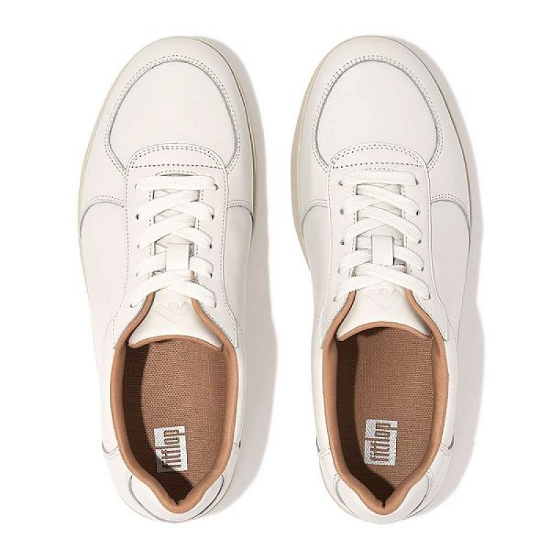 FitFlop Rally Leather Panel Women's Sneakers White | 205NEWYPK