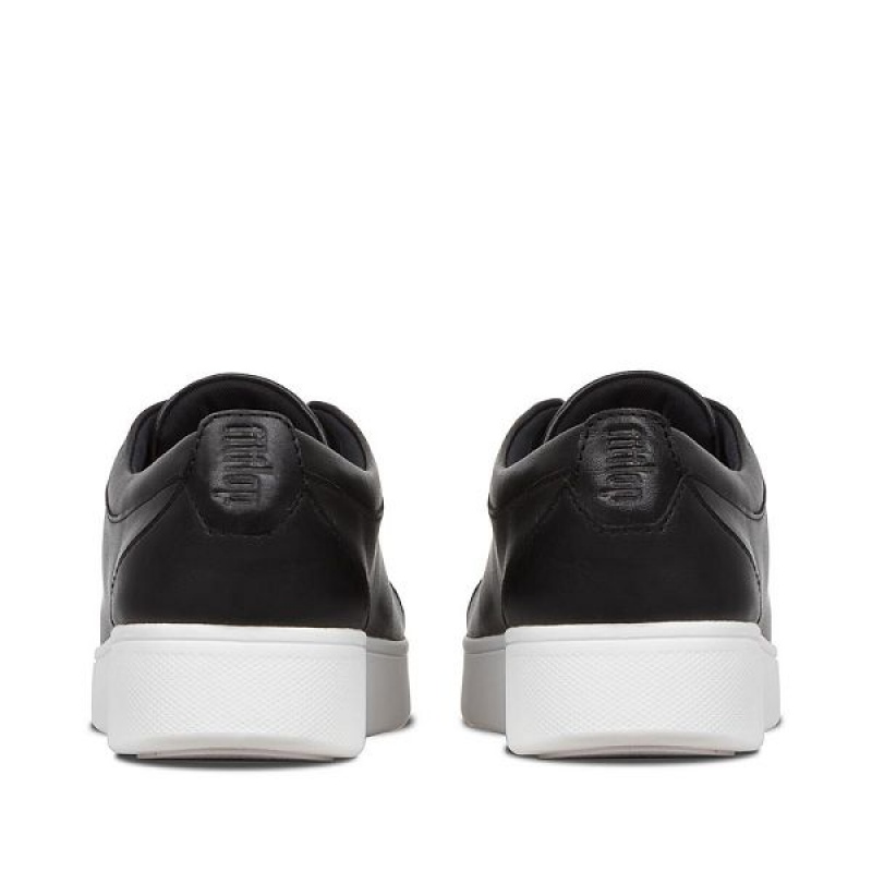 FitFlop Rally Leather Women's Sneakers Black | 640CEQHOR