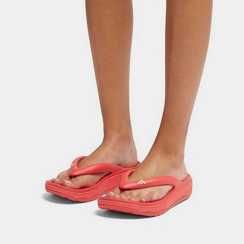 FitFlop Relieff Recovery Toe-Post Women's Sandals Red / Coral | 492JEQWCM