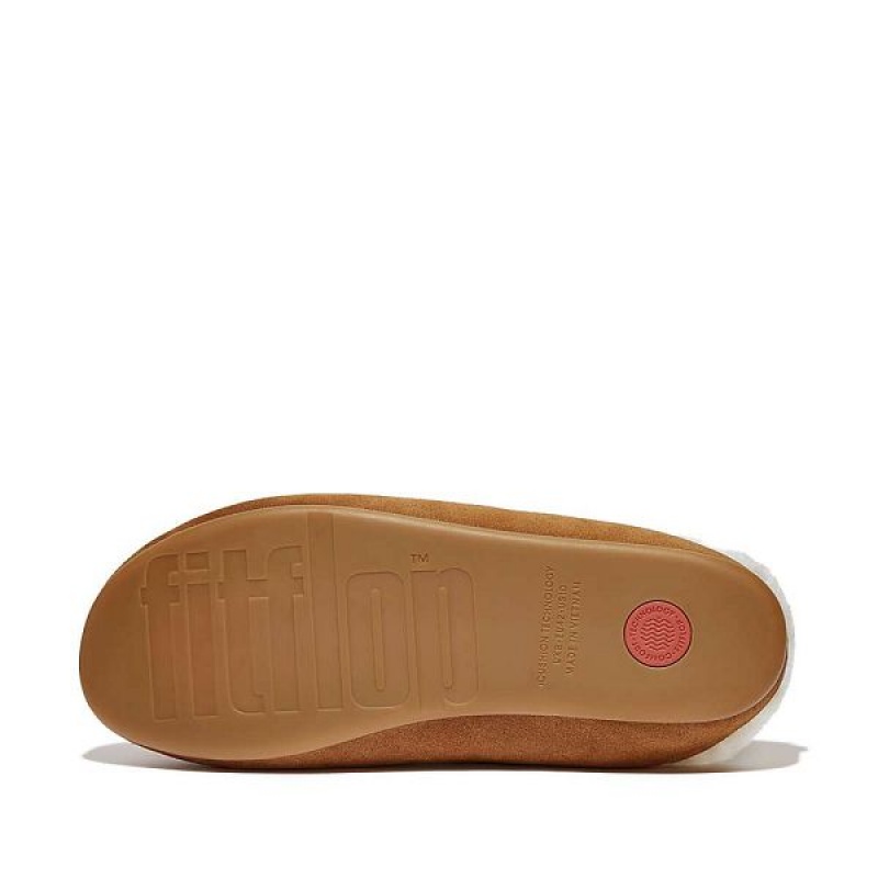 FitFlop Shove Shearling Lined Suede Men's Slippers Light Brown | 715FMNHZC