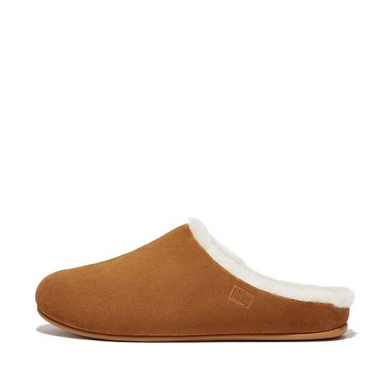 FitFlop Shove Shearling Lined Suede Men\'s Slippers Light Brown | 715FMNHZC