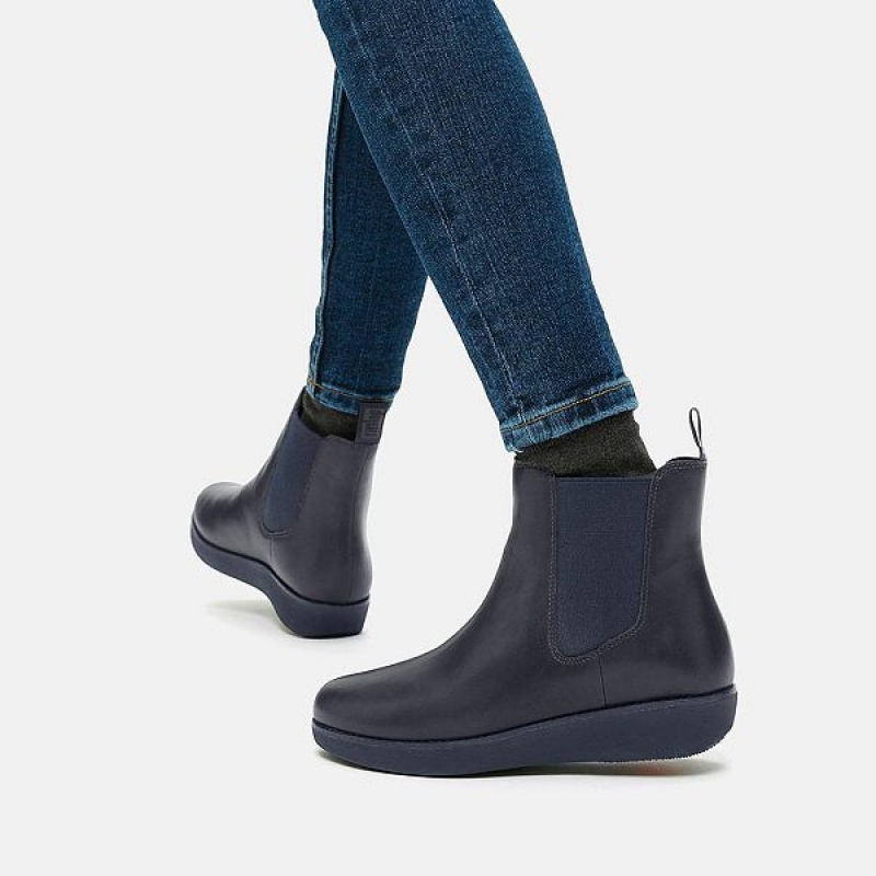 FitFlop Sumi Waterproof Leather Women's Chelsea Boots Navy | 826NOPAGC