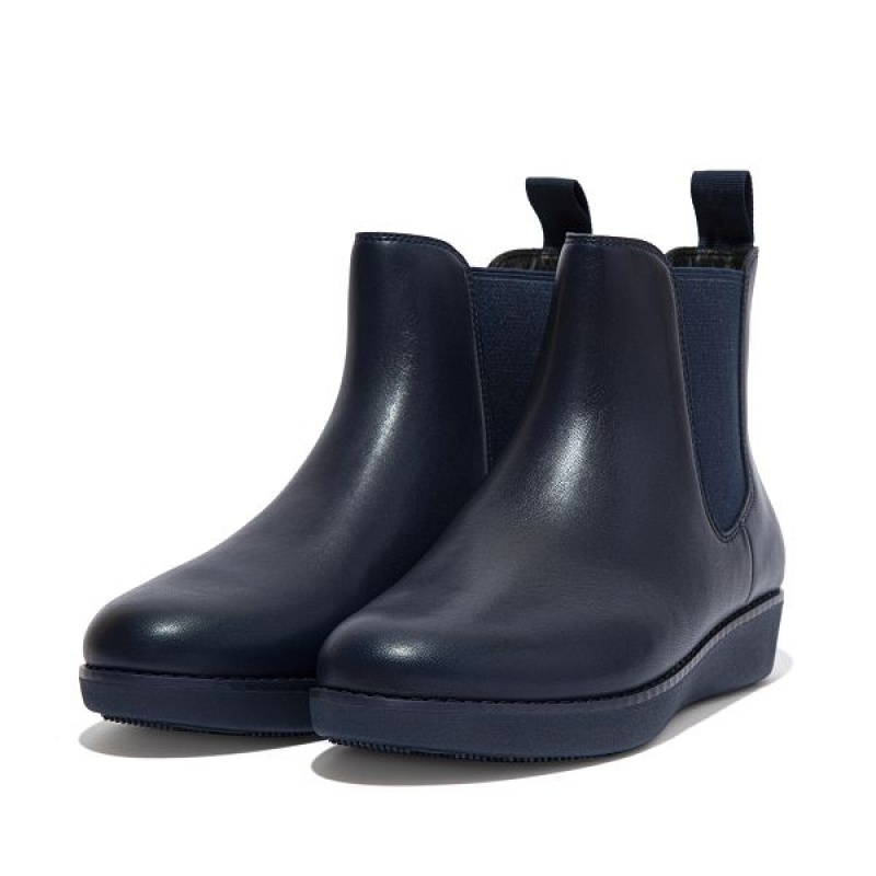 FitFlop Sumi Waterproof Leather Women's Chelsea Boots Navy | 826NOPAGC