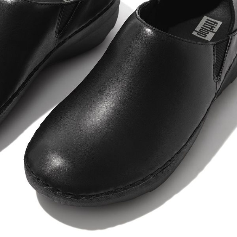 FitFlop Superloafer Leather Women's Loafers Black | 164AGOMHR