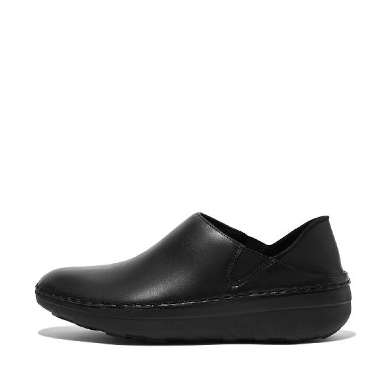 FitFlop Superloafer Leather Women\'s Loafers Black | 164AGOMHR