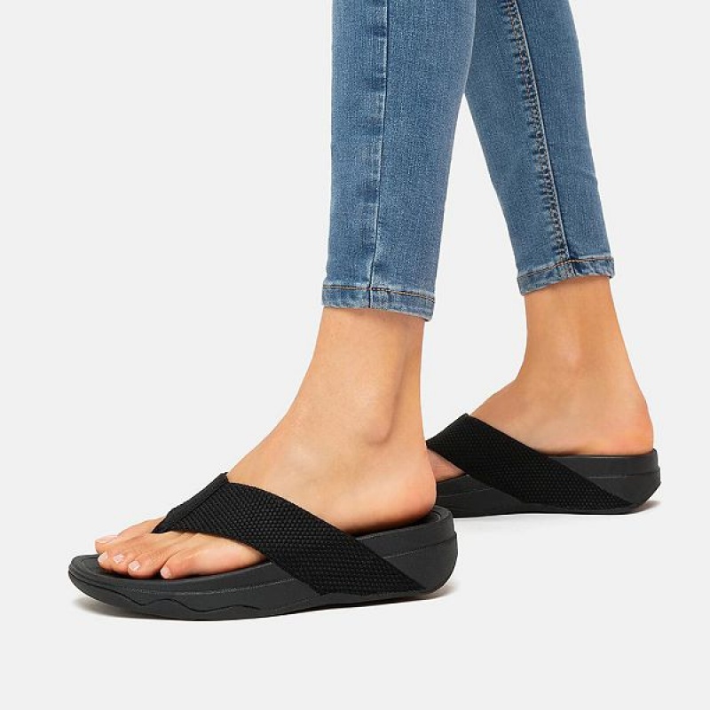 FitFlop Surfa Toe-Post Women's Sandals Black | 860EOACSW