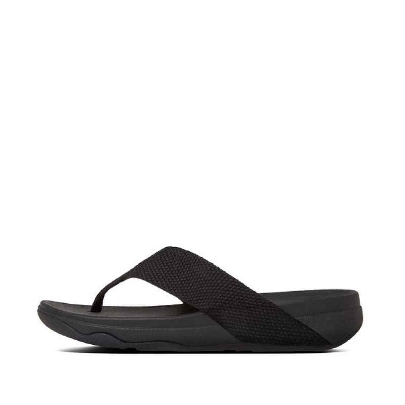 FitFlop Surfa Toe-Post Women\'s Sandals Black | 860EOACSW