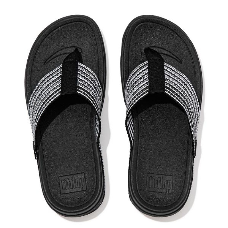 FitFlop Surfa Toe-Post Women's Sandals Black | 573LDNIZE