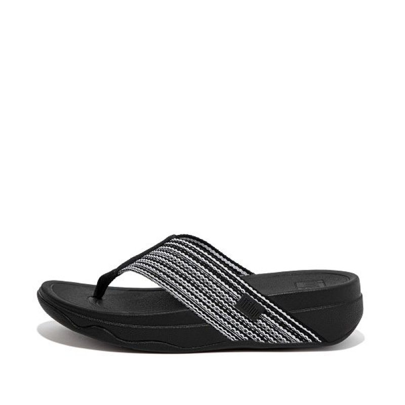 FitFlop Surfa Toe-Post Women\'s Sandals Black | 573LDNIZE