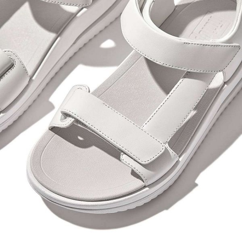 FitFlop Surff Adjustable Leather Back-Strap Women's Sandals White | 462QFSZEG