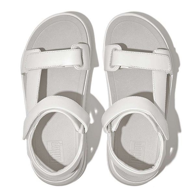 FitFlop Surff Adjustable Leather Back-Strap Women's Sandals White | 462QFSZEG