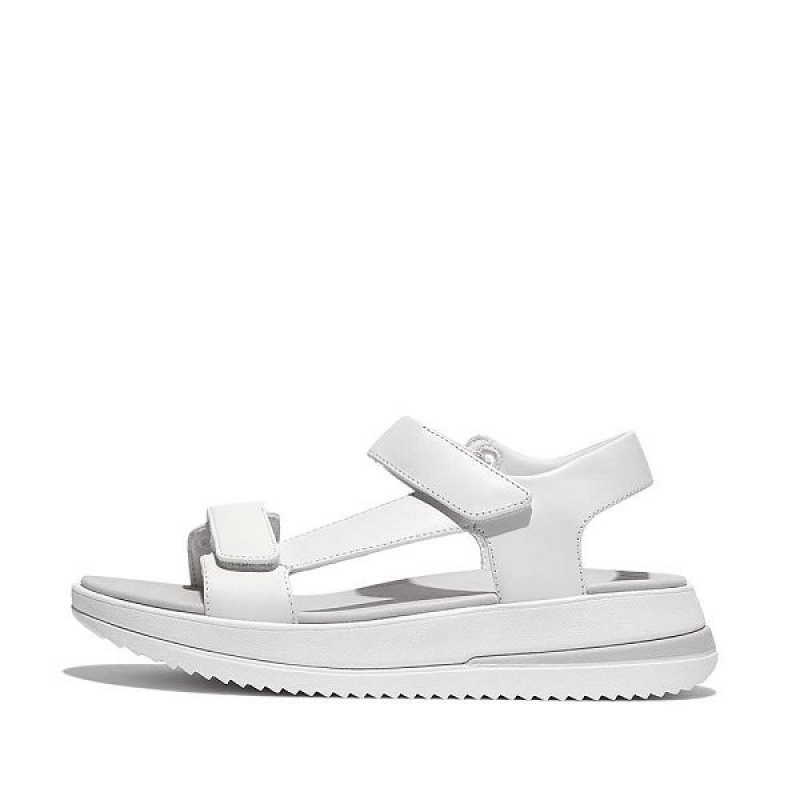 FitFlop Surff Adjustable Leather Back-Strap Women\'s Sandals White | 462QFSZEG